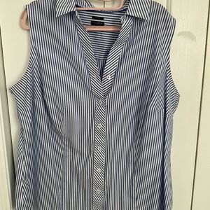 Talbots Blue and White Striped Button Down Shirt